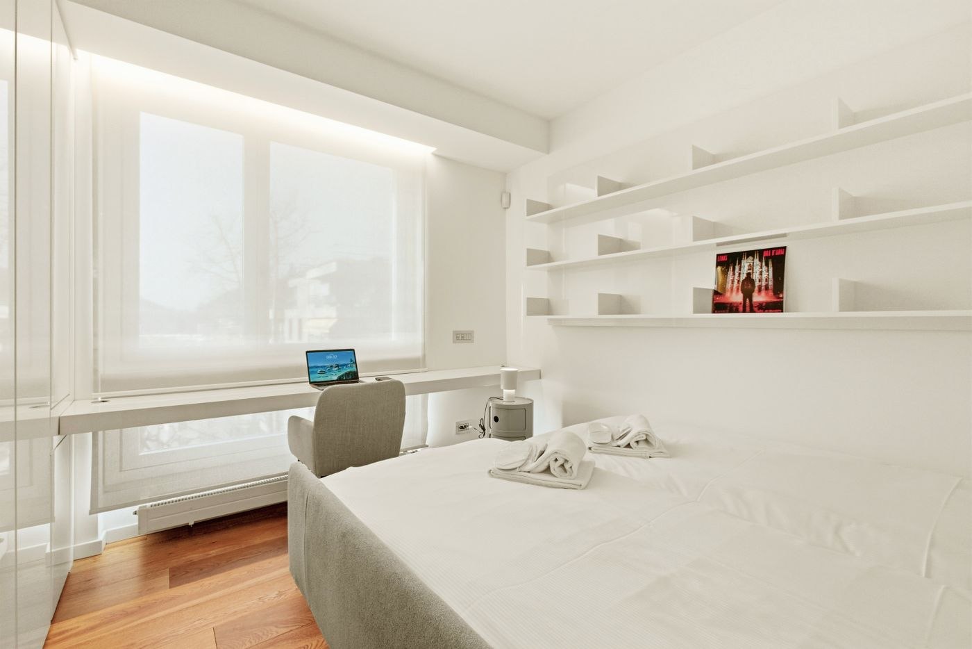 Modern Minimalist Bedroom with Workspace