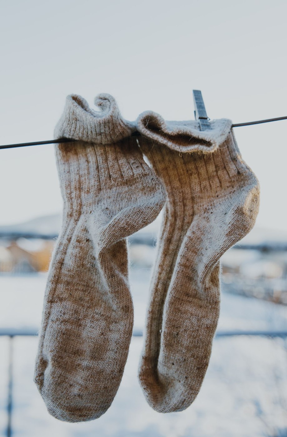 White Socks Hanging on the Clothesline