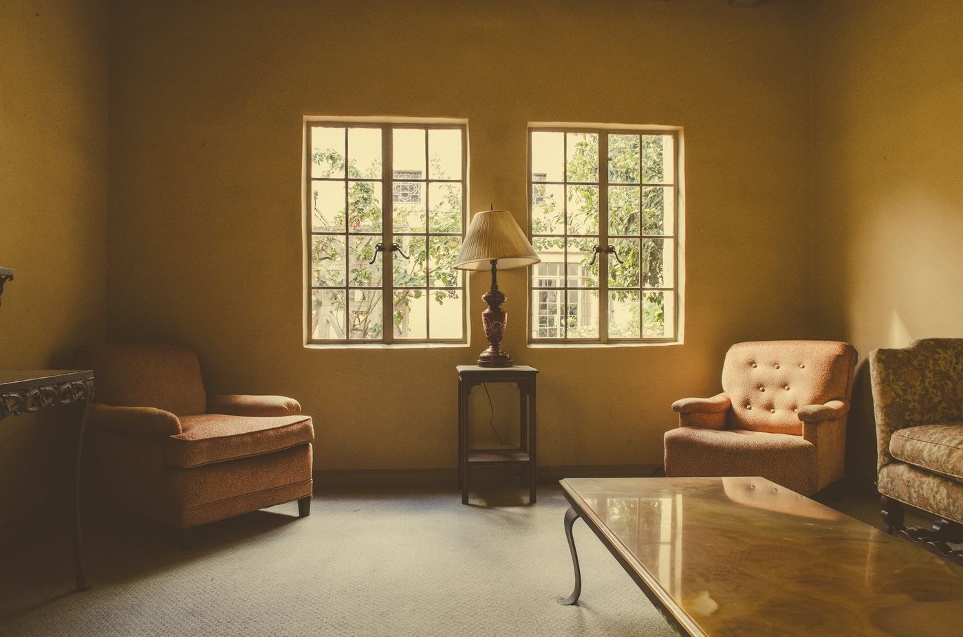 Table, Lamp and Armchairs in Living Room