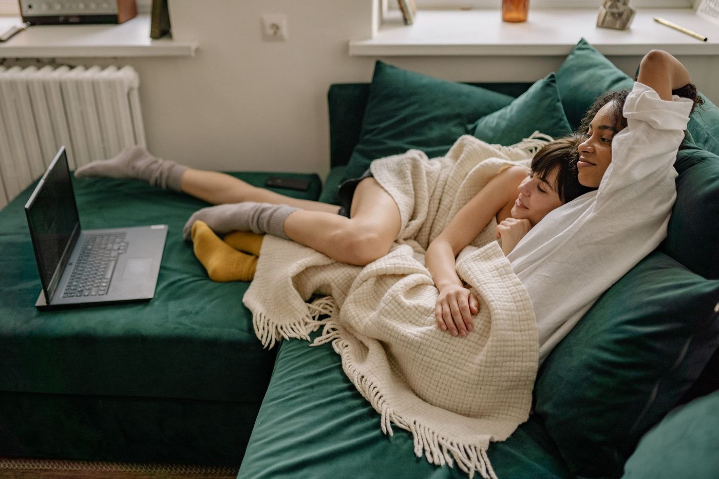 A Couple Lying on the Couch